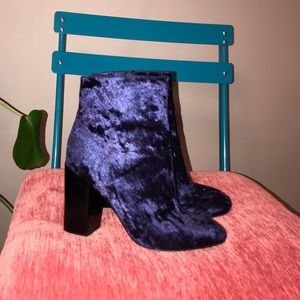 Rebecca Minkoff blue velvet booties